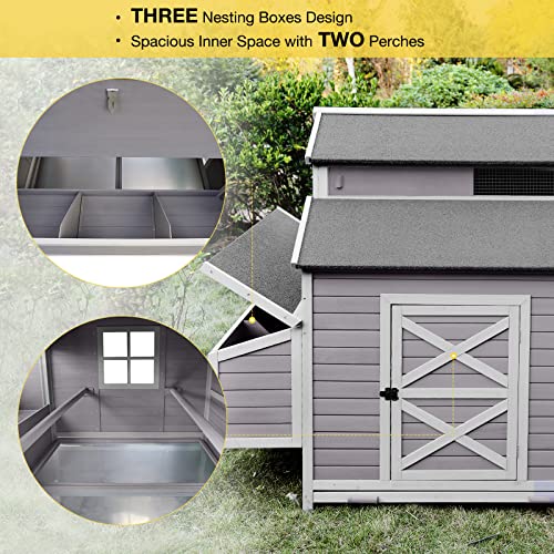 Aivituvin 115in Chicken Coop Outdoor Large Hen House, Wooden Poultry Cage with Nesting Box, Run -4 Access Areas - Thumbnail 4