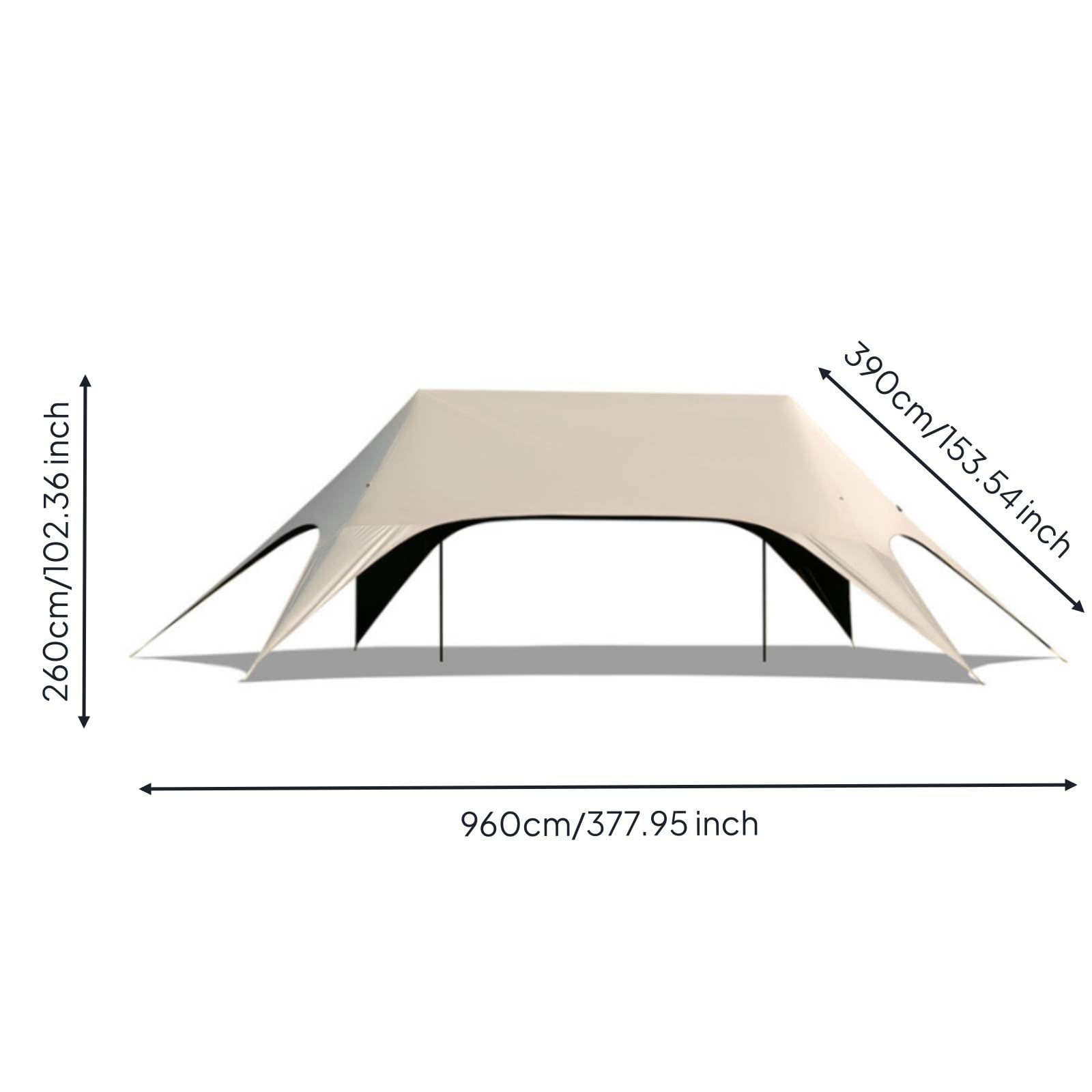 Outdoor Shelter Canopy Tenda Parasole Campeggio Riparo Tettoia Copertura in Oxford 210D Resistente Alle Intemperie Montaggio Rapido Adatta a Picnic, Beige, Beige, Grande