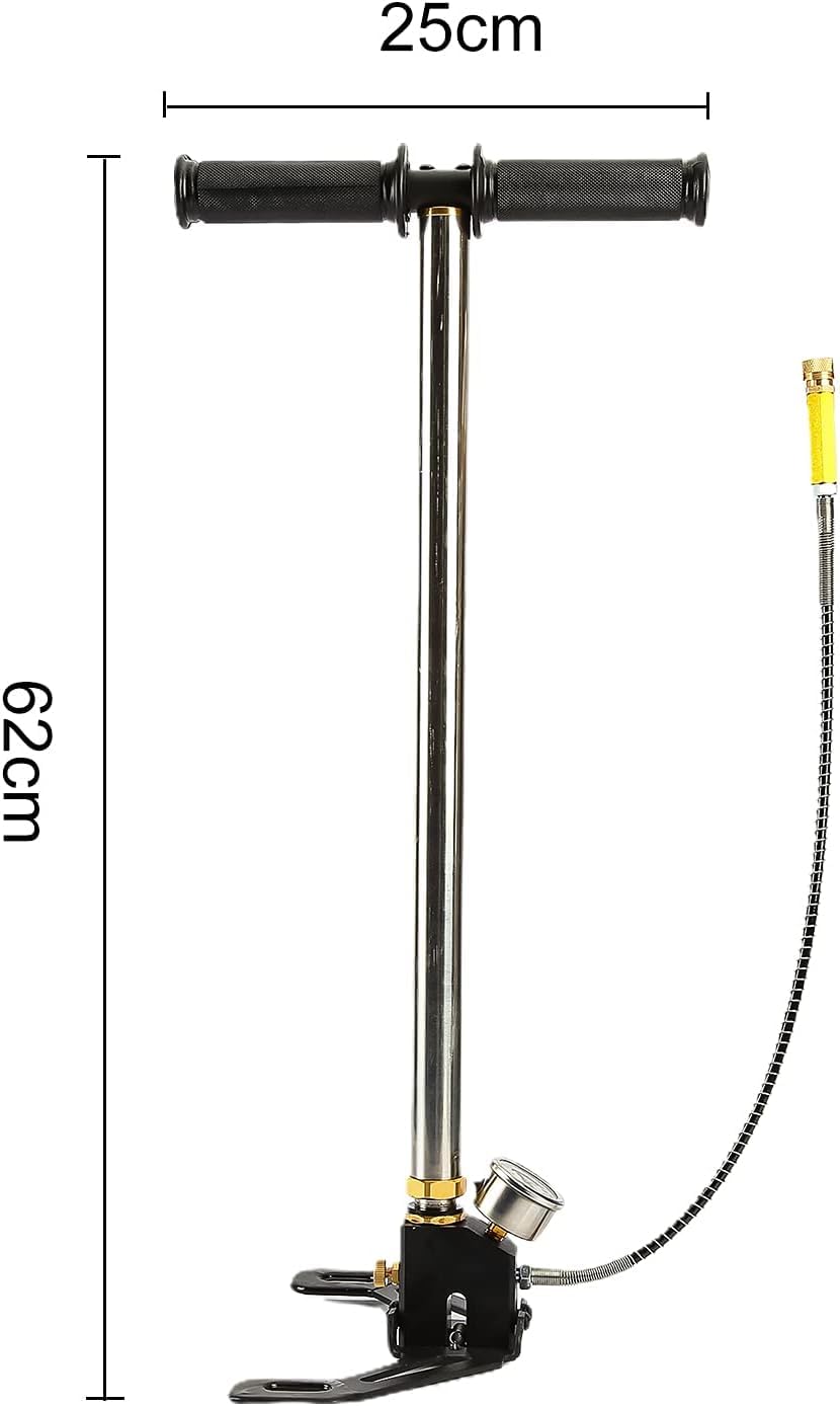 Pompa manuale ad alta pressione, pompa dell'aria PCP a 3 stadi da 30 MPa e 4500 PSI. Pompe con staffa per il riempimento di fucili ad aria compressa, pompa dell'aria manuale in acciaio inossidabile.