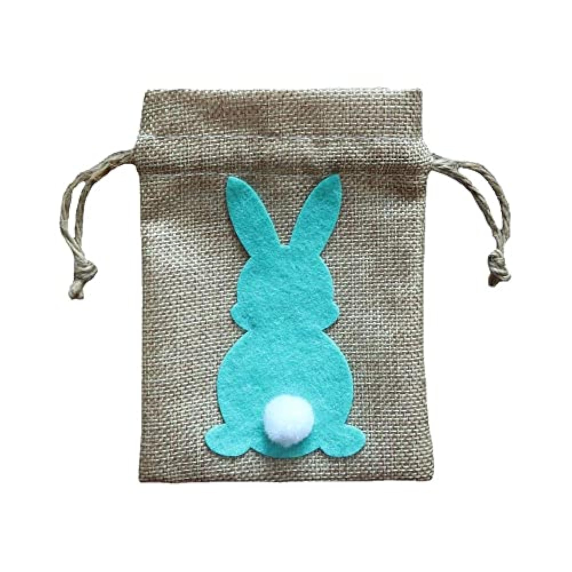 Easter Bunny Decor Drawstring Burlap Bag, 14x10cm, Party Favors