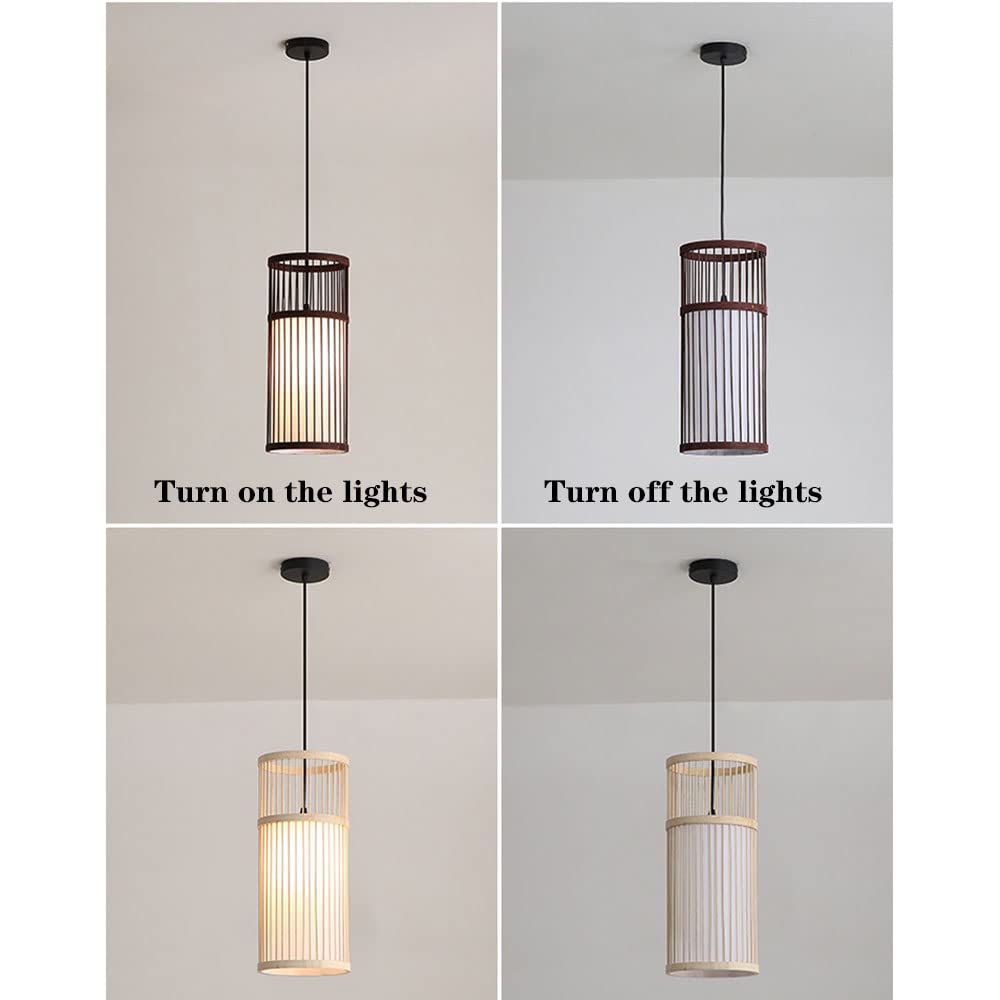 Lámparas De Araña Retro Pantalla De Luz De Techo Colgante Tejida A Mano Lámpara Colgante De Techo De Madera Natural Lámpara Colgante De Bambú Tejido para Cocina Sala Comedor