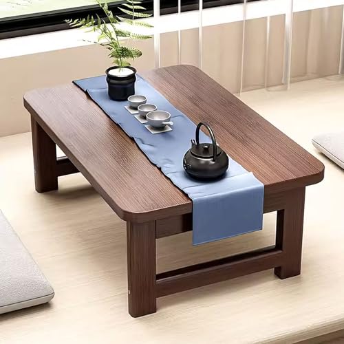Escritorio plegable de estilo japonés, color nogal, mesa compacta que ahorra espacio para salas de estar pequeñas, áreas de recepción, 60 x 40 x 40 cm, perfecto para decoración minimalista