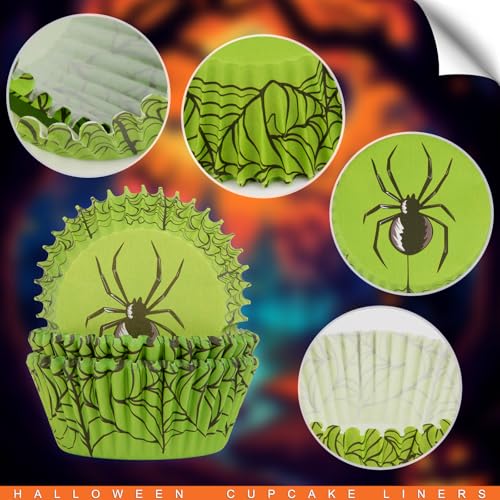 Image of 600 Pack Halloween Cupcake Liners Cupcake Wrappers Disposable Baking Cups Muffin Liners for Halloween Party Candy Cake Decorations Supplies (12 Styles)