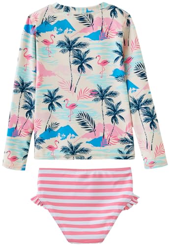 Image of UMELOK Toddler and Little Girls Rash Guard Sets with Bikini Bottoms Swimwear