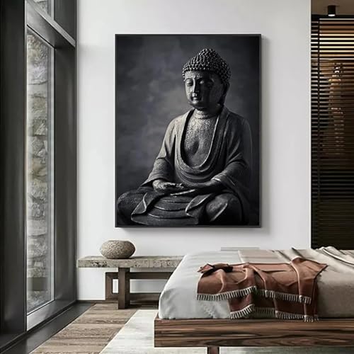 Affiche Bouddha noir et blanc 50x70 cm pour décoration salon - 4