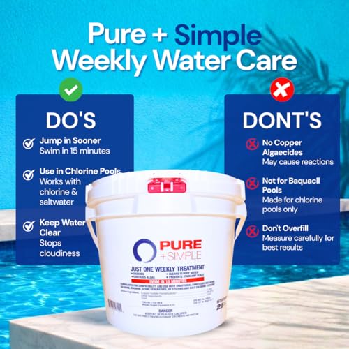 Image of Pure + Simple All-in-One Pool Shock & Clarifier - Algaecide for Swimming Pools - Fast-Acting Once Weekly Treatment for In-Ground & Above-Ground Pools - Swim in 15 Minutes (25 lbs)