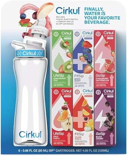 Cirkul 22-oz. Plastic Water Bottle Starter Kit With Blue Lid + 6 Flavor Cartridges
