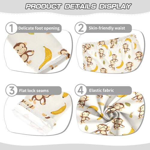 Monkeys Bananas Pattern Girls Leggings Kids Yoga Pants Athletic Tights Pants 4-10 Years3
