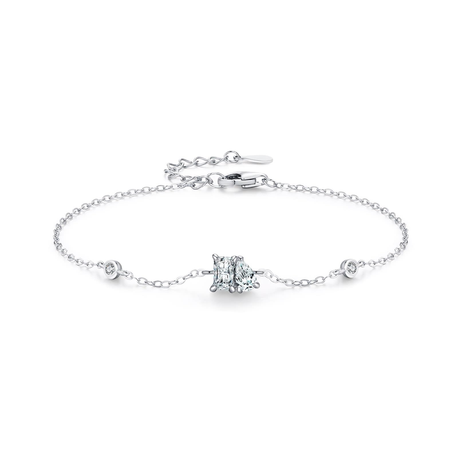 Armbänder Damen Modern, Armbänder Damen Boho Schlichtes Geometrisches Design mit 0,4 Ct Rechteckigem Labordiamanten