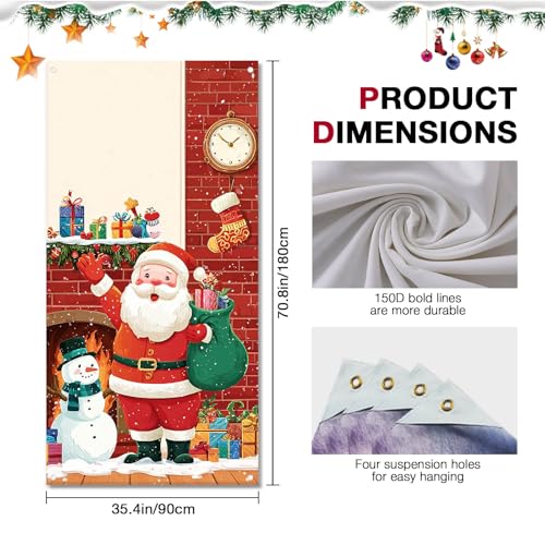 Image of BlissYard Christmas Door Cover Santa Sack 35x71 Inch Polyester