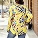 Long Sleeve Print Plus Size Shirts Women Casual Crew Neck Fall Tops Dressy Summer Boho Travel Work Blouses Clothes Yellow