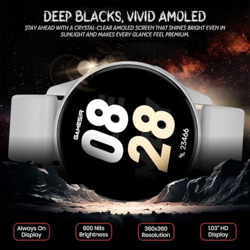 Image of GameSir Active 2 Smartwatch for Men & Women with 1.39 inch HD Round Display, Bluetooth Calling, Heart Rate & SPO₂ Monitor, 100+ Sports Modes, IP67, Long Battery Life for Android & iOS (Grey)