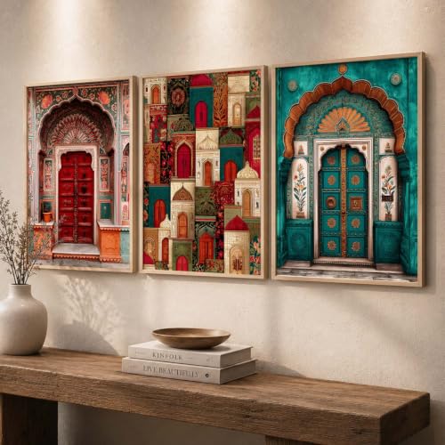Image of kotart Indian Art Traditional Paintings for Living Room | Framed Wall Painting for Home Room Bedroom Office Wall Decor | Poster With frames Set of 3 (14x20 Inch)