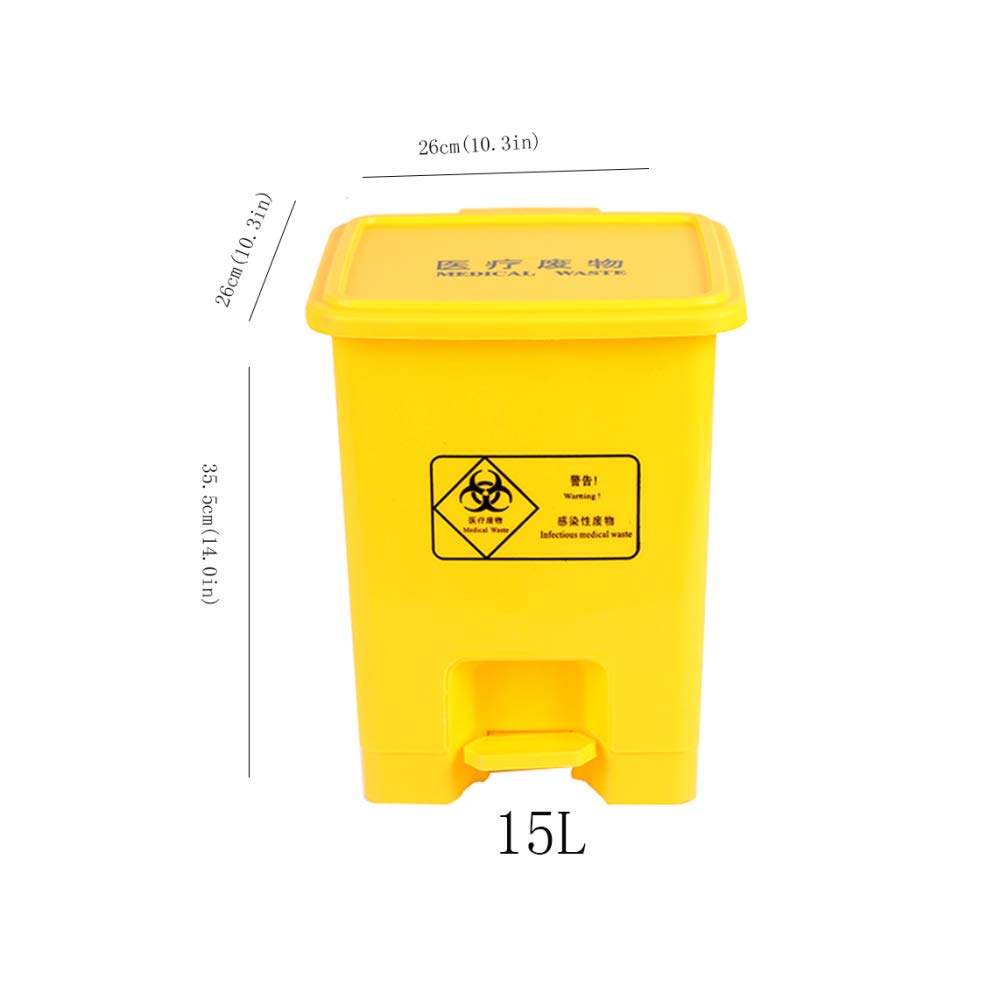 Medica Con coperchio Pattumiera, Cestino per rifiuti da cucina, Stepping, Clinica ospedaliera/giallo / 15L