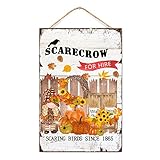 WSDESDEC Herbst-LKW-Schilder, rustikale Holzschilder für Miete, erschreckende Vögel, dekorative Wanddekoration, Schilder für Badezimmer, Küche, Kinderzimmer, Dekoration, Geburtstagsgeschenke, 20,3 x