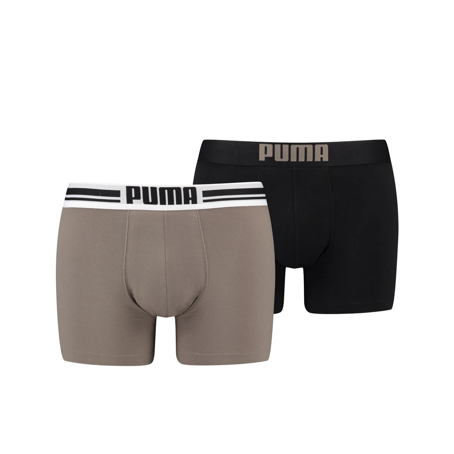 PUMA Men's Puma Placed Logo Men's 2 Pack BOXER, Pine Bark Combo, M UK