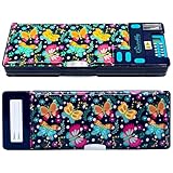 Decorably Butterfly Pop Up Multifunction Pencil Case with Calculator, Sharpener, Pen Slots and Mini Drawer - Multifunctional Pencil Case for Girls with 2 Main Compartments