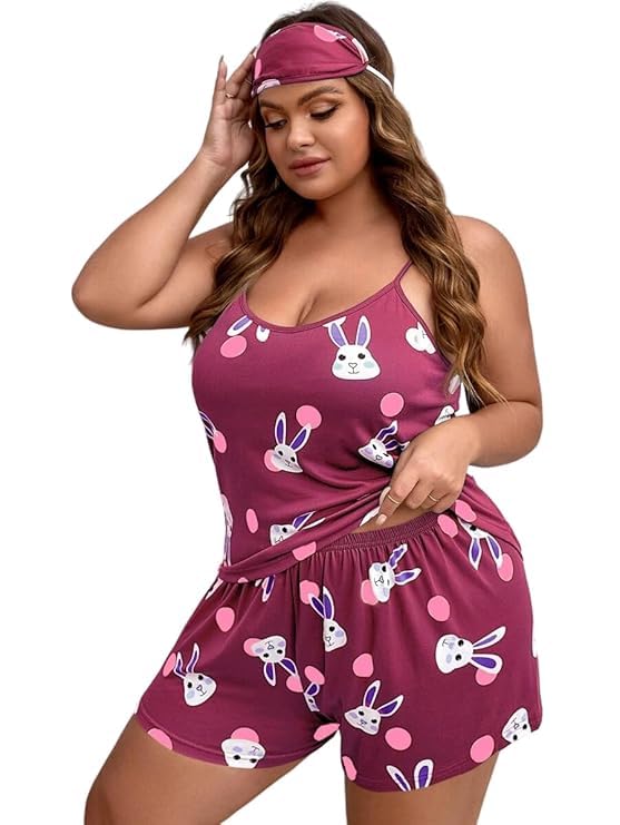 Image of Night Suit for Women - Soft Breathable Satin Fabric Stylish Shorts for Woman, Cute Printed Nightwear Western Co ord Set Sleepwear, Lounge Wear for Every Night