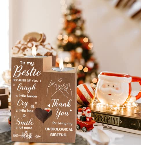 Double-Sided Printing - Personalized Custom Wooden Heart Candle Holder Gifts Thank You For Being My Sister Women For Friendship Birthday Graduation Anniversary, Brown #TOP3