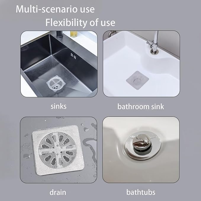 KESI 10 Pcs Drain Sticker Hair Catcher for Bathroom, Kitchen Sink & Shower – Anti-Clogging Silicone Drain Cover – Reusable, Waterproof Filter Net – Prevents Hair & Waste Blockage - Image 4 thumbnail