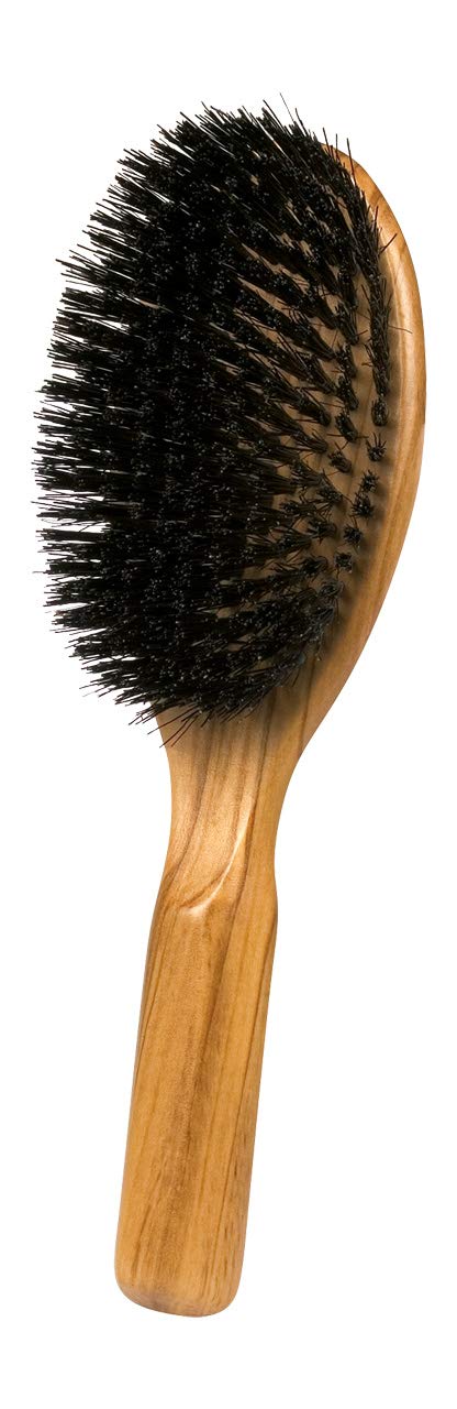 Redecker Oval Hairbrush with Wild Boar Bristles and Waxed Olive Wood Handle, 8-5/8-Inches