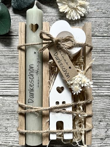 Dankeschön Geschenk - liebevolle Danke Holzbox mit Kerze - kleines Dankeschön Geschenk das Eindruck hinterlässt - kleines Dankeschön an Freundin Nachbarin Familie