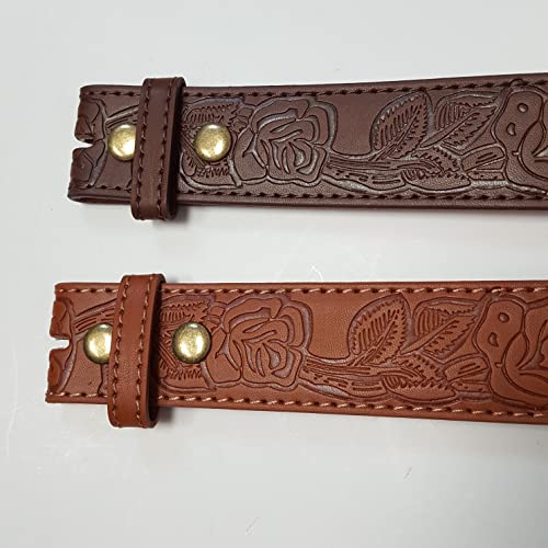 Non-Animal, Vegan Western Tooled Rose Embossing Style Belt3