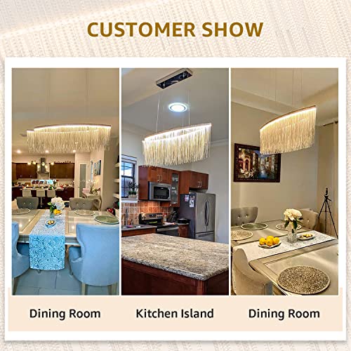Moooni Post-Modern Rectangle Aluminum Tassel Linear Chandelier Rectangular Pendant Light Fixture For Dining Room Kitchen Island Over Table L40 #TOP5