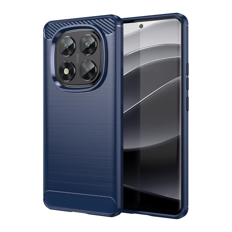 Image of NPRC Hybrid Ultra Slim Protective Case TPU Non-Slip Carbon Fiber Texture Shockproof Case Cover for Redmi Note 14 Pro - Blue