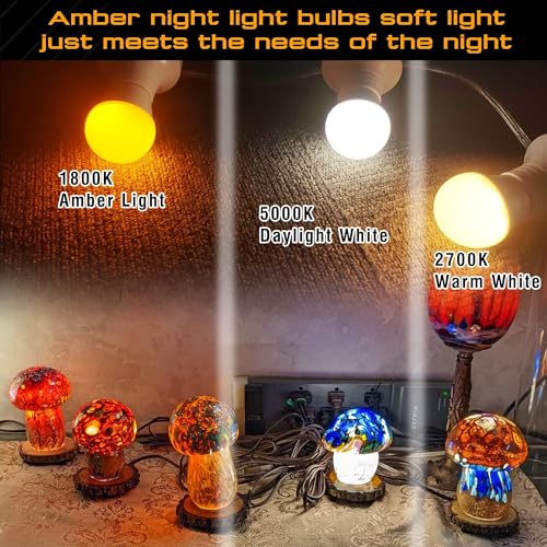 Image of Amber Sleep Light Bulbs E12 Small Candelabra Base, Warm Light Bulb 1800K | 3W Blue Light Blocking, Dim Night Light Bulb Equivalent 25-40W, E12 Amber Light Bulb for Healthy Sleep, Bedroom, Non-Dimmable