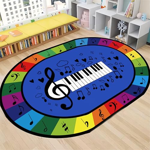 Tapete para niños musical ABC, 6x8ft, negro y blanco
