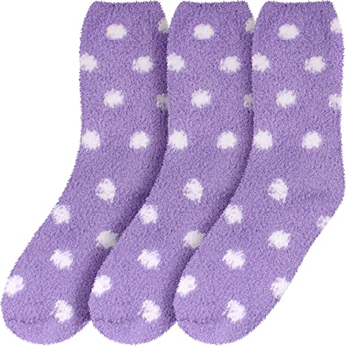 Image of BambooMN Women's Super Soft Fuzzy Socks, Polka Dot, Gradient, Snowflake, Featherlight Cuff - Assorted Colors