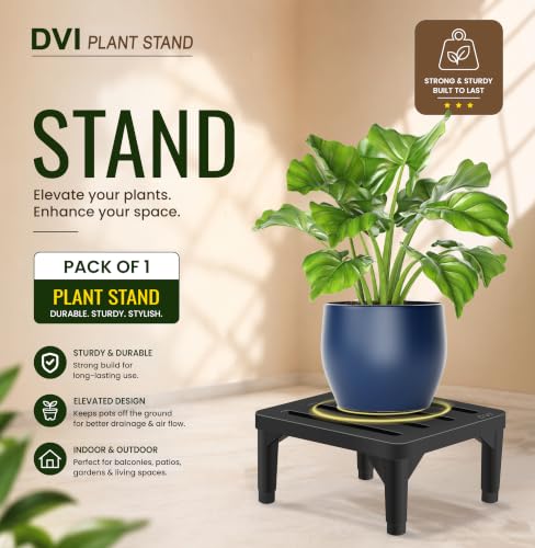 Image of DVI Heavy Duty Black Plant Stand | Pack of 1 | Strong, Durable, Rust-Proof | Supports Up to 200 Kg | Indoor & Outdoor Use | Pot Stand for Big Size Plants | All Weather Resistant Pot Stand