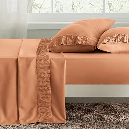 Bedsure Full Size Sheet Sets - Soft 1800 Sheets For Full Size Bed, 4 Pieces Hotel Luxury Burnt Orange Sheets Full, Easy Care Polyester Microfiber Cooling Bed Sheet Set #TOP1