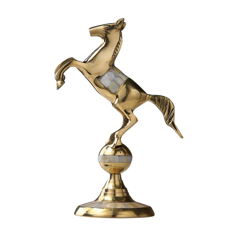SnamicE Copper Horse Statue, Horse Sculpture, Horse Home Desktop Brass Crafts Gift 14 * 22.5cm,