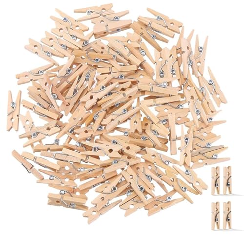 DERAYEE 200pcs Pinces à Linge,Légères Ecologiques, 25mm Mini Pince a Linge Bois pour Décorer la Maison et Les Photos