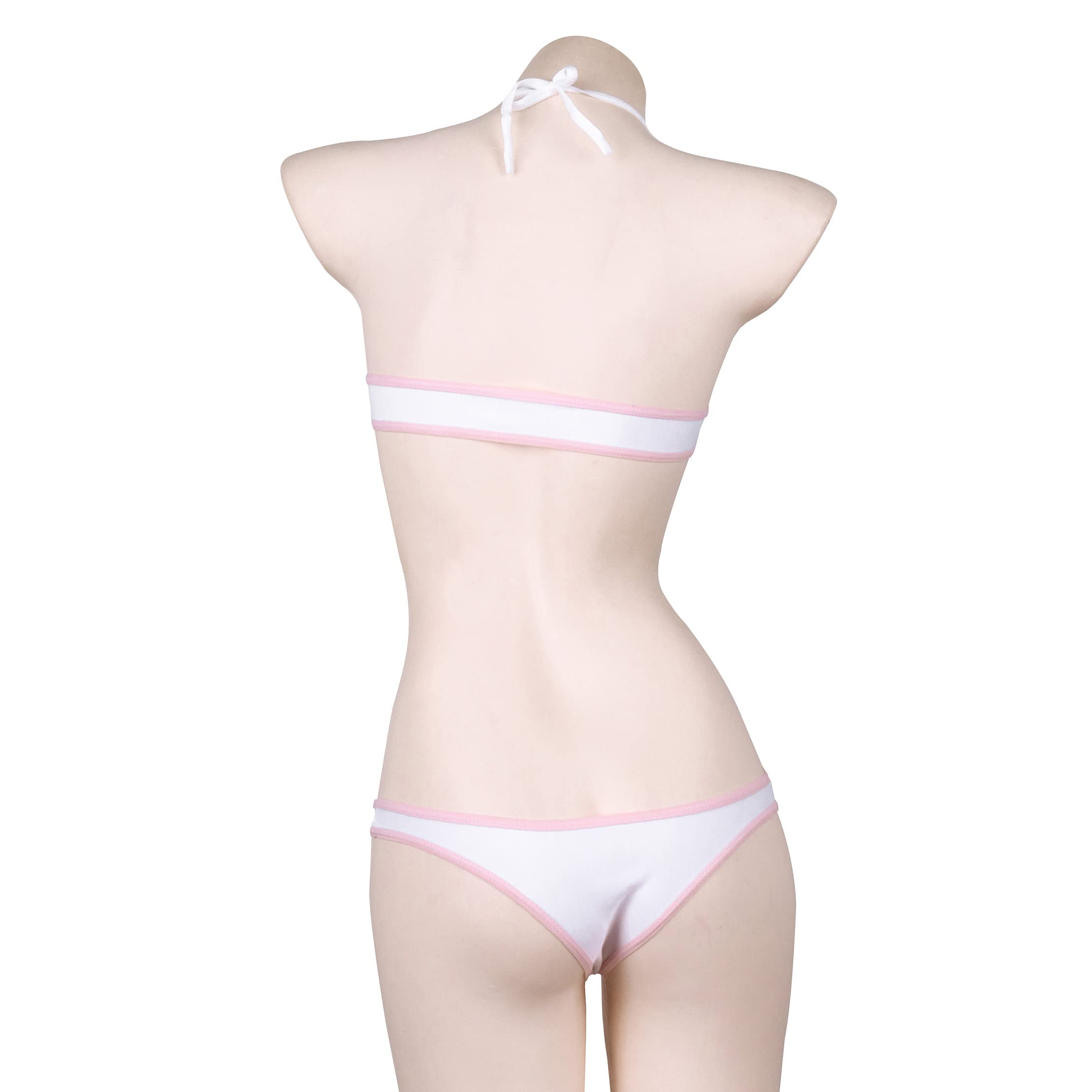 JasmyGirls Cute Micro Bikini Kawaii Anime Cosplay Lingerie Sexy Cat Bra and Panty Bow Bandeau Lolita Underwear Japanese Swimsuit White