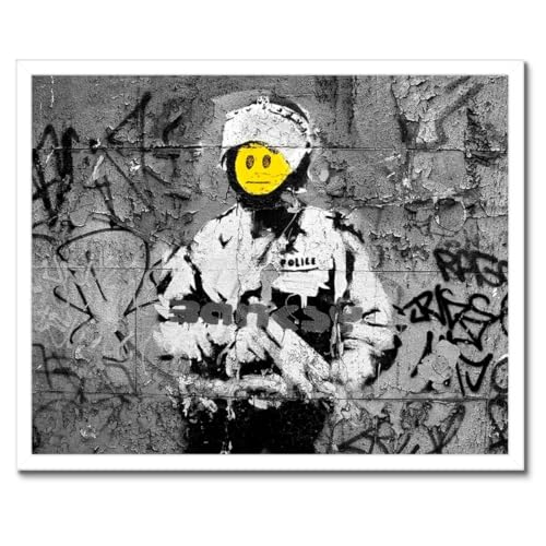 Banksy Smiley poster cadre noir 50 x 40 cm pour salon urbain