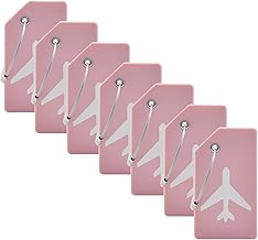 7 Pack Silicone Luggage Tag Baggage Handbag Travel Suitcase Tags with Name ID Card Perfect to Quickly Spot Luggage Suitcase (Pink)