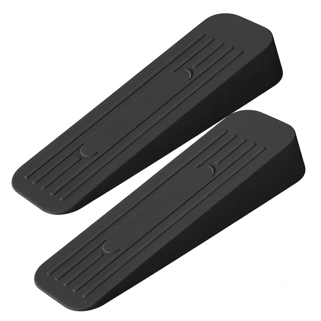 Heavy Duty Rubber Door Stopper Anti-Slip Non-Slip Door Wedge Strong Grip for Tiles, Marble, Wood, Carpet & Cement Floors | Home, Office, Warehouse & Classroom Doors (Black, Pack of 2)-picture-21