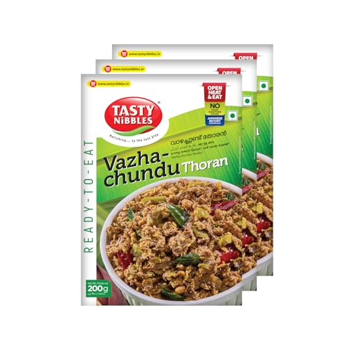 Image of Tasty Nibbles Ready to Eat Vazhachundu Thoran 200g | Open Heat & Eat | Vegetarian | No Added Preservatives | Japanese Retort Technology [Pack of 3]