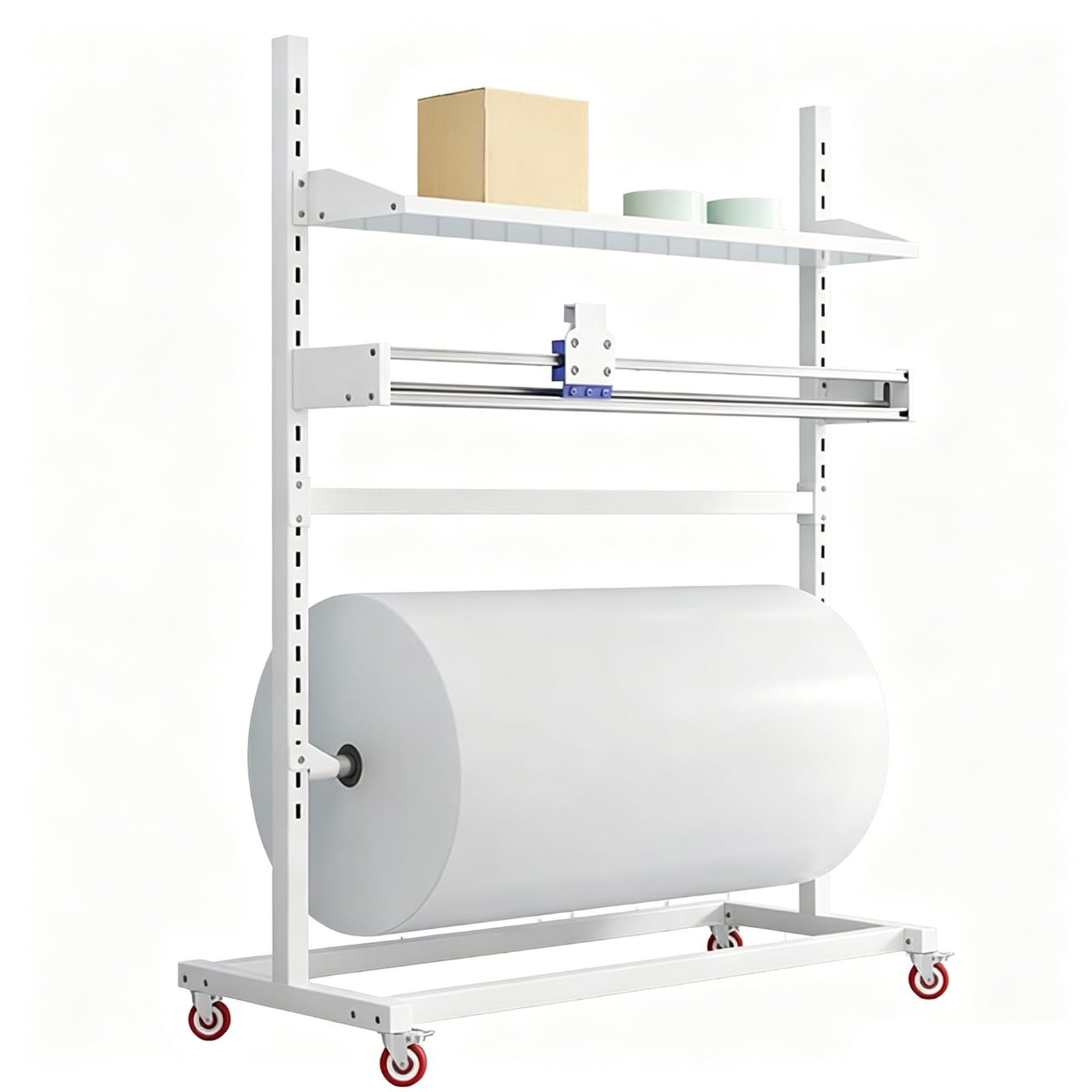 Dispenser autoportante per pluriball, porta pellicola estensibile autoportante, porta rotolo regolabile, adatto per imballaggio, spedizione, trasloco e stoccaggio efficienti.(White,130cm)
