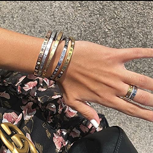 Jinmei Love Bracelet Mens Gold Plated Bangles Arm Cuff For Women Stainless Steel Roman Numeral Personalized Bracelets (3Pcs-Women's Bracelet) #TOP5