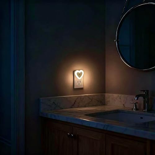 Miniatura 9 de LED Night Lights Plug in(4-Pack), Dusk to Dawn Sensor Auto-On/Off, Heart Shaped Nightlight 0.5W for Bedroom, Bathroom, Kids Room, Hallway,