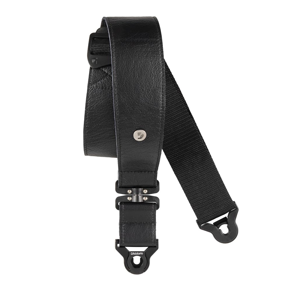 D'Addario Comfort Leather Auto Lock Swivel Strap, Black