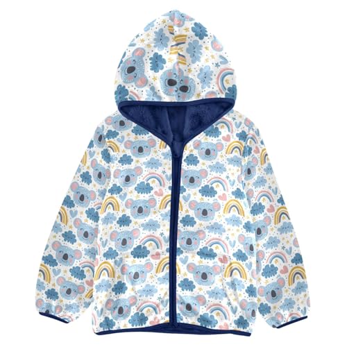 Cute Koala Rainbow Boys Fleece Coat,Children's Zip-Up Hoodie Jacket,Baby Warm Fashion Outerwear 3-10T,A113436