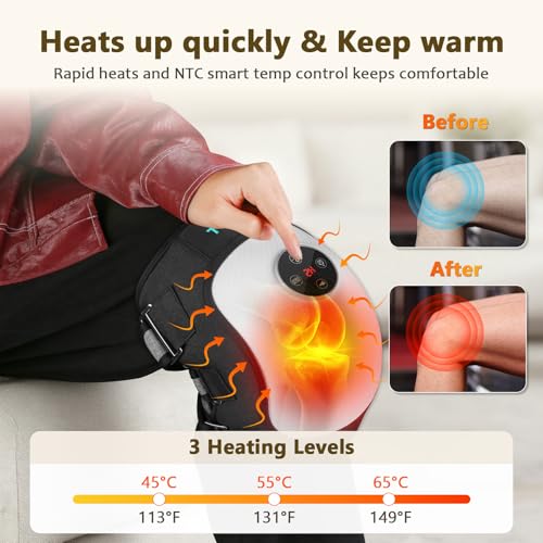 Electric Heated Knee Massager, Kneading Heating Pad, 5000mAh Battery, Cordless & Portable, Relaxation & Stress Relief, Gift for Men & Women, Black, 1 Pack - Image 3