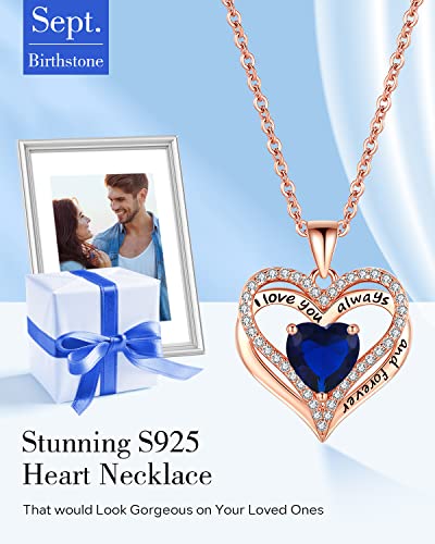 S925 Sterling Silver Necklace for Women, Wife Jewelry Rose Gold, Mom Birthday Valentines Mothers Day Gifts, Girlfriend Necklaces, Daughter Heart Jewel, Anniversary for Her3