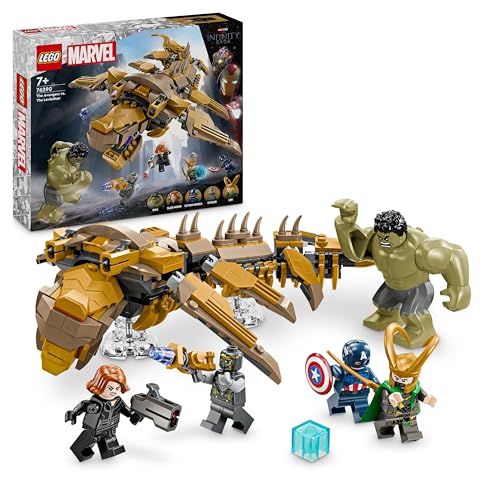 LEGO Marvel Vengadores vs. Leviatán Juguete de Superhéroes, Figura de Hulk y Minifiguras de Loki, Capitán América, Viuda Negra y Chitauri, Regalo para Niños y Niñas de 7 Años o Más 76290