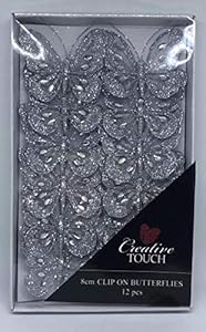 Creative Touch 12er Set Glitzer Schmetterlinge Silber